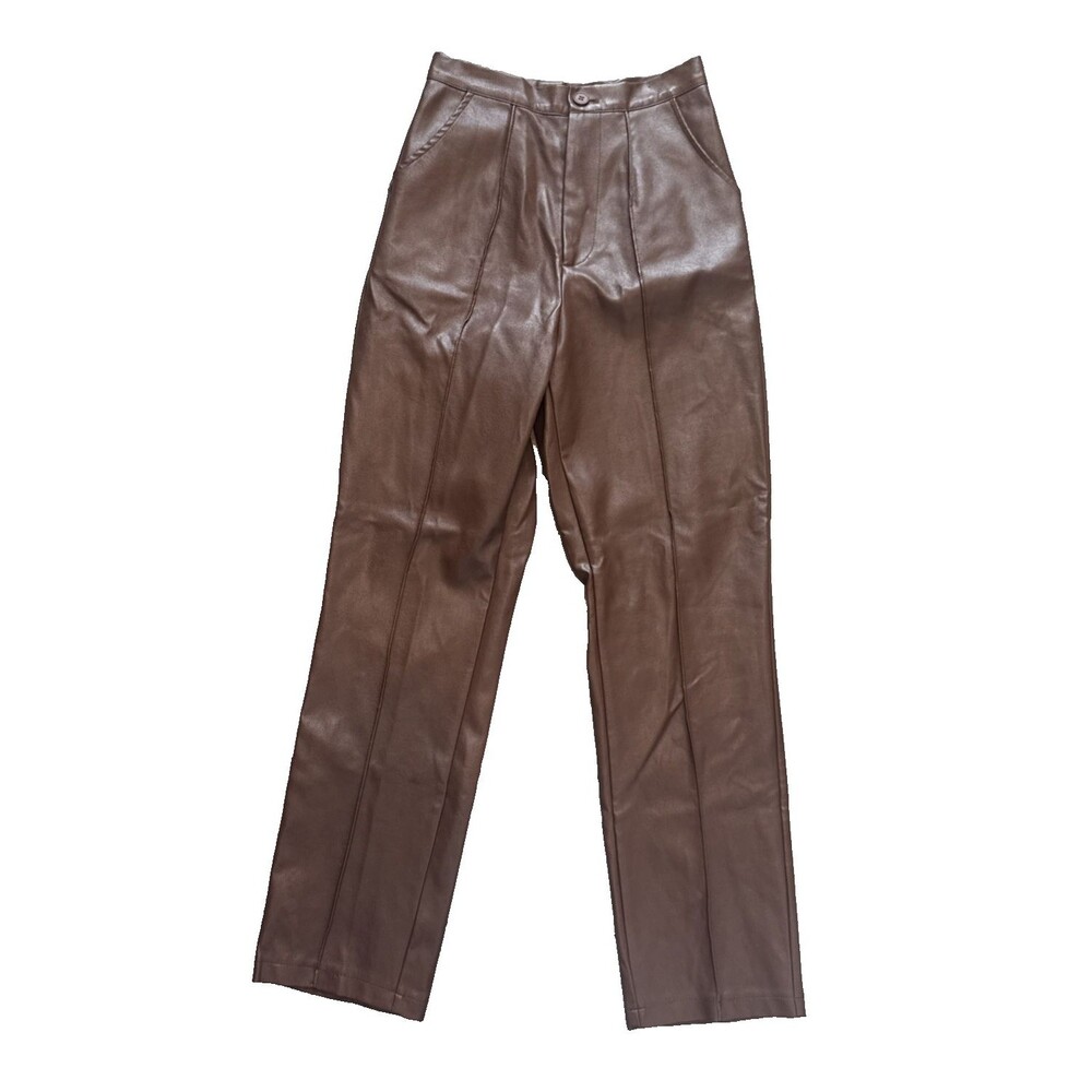 Sndys Revolve Lenox Brown PU Pleather High Waist Pants Size 4